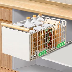 Pull-out Cabinet Organizer with Handle Collapsible Extendable Drawers Heavy Duty Roll Out Shelf Storage for Kitchen Pantry Bathroom Cabinet - White Large