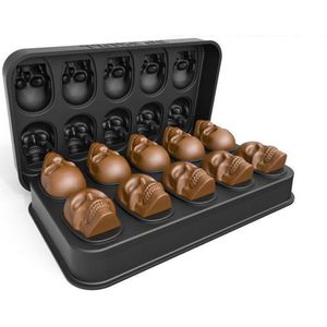 Somstyle 3D Schedel Ijsblokjesvorm - Voor 10 Stuks - Ijsklontjes Vorm met Deksel - Ice Cube Tray - Mal - Zwart