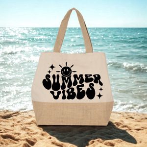 SUMMER VIBES (ZON) Bedrukte shopper/strandtas