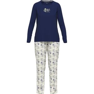 TOM TAILOR Stretch Cotton - Dames Pyjamaset - Blauw - Maat L