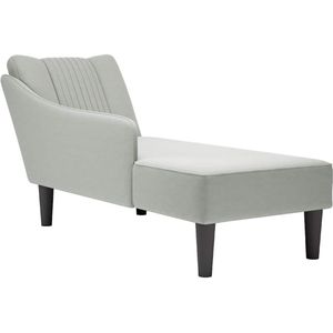 vidaXL Chaise Longue - Fluweel - Lichtgrijs - Rechts Chaise Lounge - Loungestoel - Velours Fauteuil - Relaxstoel - Comfortabele Stoel