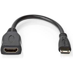 Nedis High Speed ​​HDMI-Kabel met Ethernet - HDMI Mini-Connector - HDMI Output - 4K@30Hz - 10.2 Gbps - 0.20 m - Rond - PVC - Zwart - Polybag