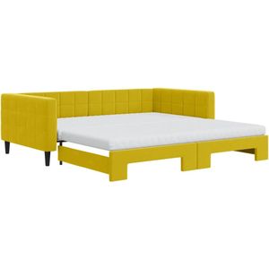 vidaXL-Slaapbank-onderschuifbed-en-matrassen-100x200-cm-fluweel-geel