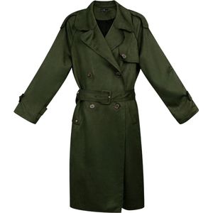 Klassieke trenchcoat suedine - nieuwe collectie - herfst/winter - dames - groen - maat M