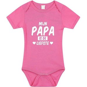 Mijn papa is de liefste tekst baby rompertje roze meisjes - Kraamcadeau - Babykleding 56