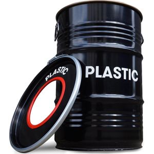 BinBin Hole Plastic- industriële metalen prullenbak 60 Liter- Olievat afvalscheidingsprullenbak voor plastic afval