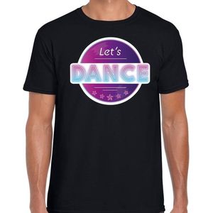 Lets Dance disco/feest t-shirt zwart voor heren - zwarte dance /disco seventies feest shirts L
