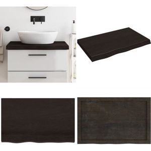 vidaXL Wastafelblad 80x50x(2-6) cm behandeld massief hout donkerbruin - Wastafelblad - Wastafelbladen - Blad Voor Wastafel - Tafelblad