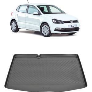 Kofferbakmat - kofferbakschaal op maat voor Volkswagen Polo - VW - 2008 t/m 2016 - zwart - hoogwaardig kunststof - waterbestendig - gemakkelijk te reinigen en afspoelbaar