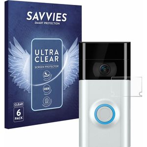Savvies - Screenprotector voor Ring Doorbell 2 (Lens) - Folie Beschermfolie transparant (6 Stuks)