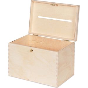 HAUDT® Houten enveloppenkist BAS - 30 x 20 x 23 cm - naturel - afsluitbaar met sleutel - kist - opbergkist