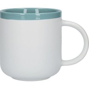 Kitchencraft Mok La Cafetière 450 Ml Keramiek Wit/lichtgroen