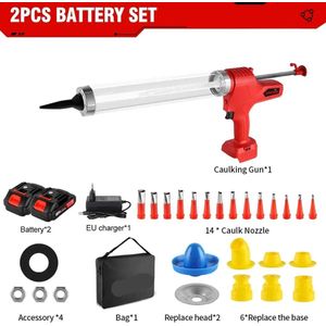 Kitpistool - Kit - Elektrische Kitspuit - Accu Kitspuit - Koker Pistool - 10000N - 6 Snelheden - Draadloos Lijmpistool met 2