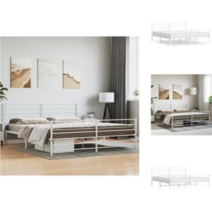 vidaXL Klassiek Bedframe - Metalen Constructie - Met Opbergruimte - Wit - 219 x 187 x 90 cm - Bed
