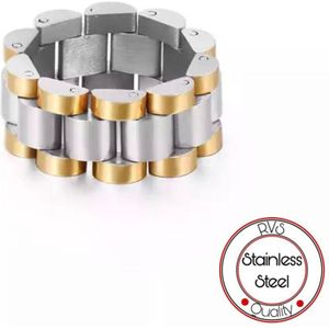 Schakel Ring | Ring Mannen | Presidente Ring | Staal Zilver&Goud | Schakelring Mannen | Cadeau voor Man | Pin Remover | Cadeau voor Vrouw | Vaderdag | Vaderdag Cadeau | Valentijn | Valentijnscadeau