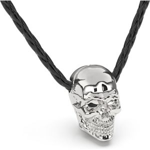SERASAR Lederen Halsband Man [Skull] - Zilver 60cm - Premium Sieraden