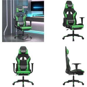 vidaXL Gamestoel met voetensteun kunstleer zwart en groen - Gamingstoel - Gamingstoelen - Televisiestoel - Racingstoel