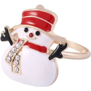 Sneeuwpop Servet / Sjaal Ring 3.2 cm / 3.6 cm / Wit Rood