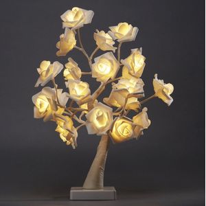 MIRO Lichtboom Witte Rozen - Lichttakken - Warm Wit Licht - Led - USB & Batterij - Kerst - Woonkamer - Slaapkamer - Decoratie - Nachtlampje - Aan & Uit Knop