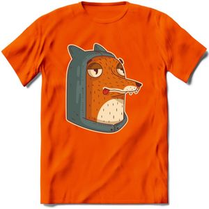 Hoodie fox T-Shirt Grappig | Dieren vos Kleding Kado Heren / Dames | Animal Skateboard Cadeau shirt - Oranje - 3XL