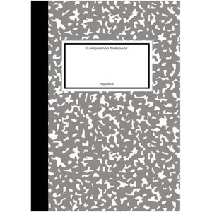 Notitieboek - Grijs - Klassiek - Softcover - Composition - Gelijnd - Werk - Studie - School - Dagboek - Elastiek - Gratis Boekenlegger - Cadeau - Relatiegeschenk