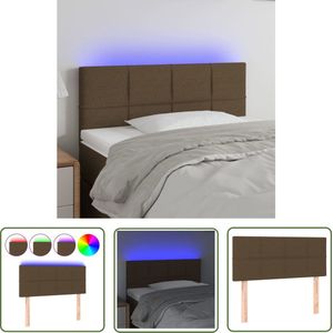 The Living Store Hoofdbord LED 90x5x78/88 cm stof donkerbruin - Hoofd Bord - Led Hoofdbord - Hoofdbord Met Led - Donkere Bruine Hoofdbord - Lederlook Hoofdbord