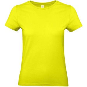 Basic dames t-shirt neon geel met ronde hals - Fluor gele dameskleding casual shirts M