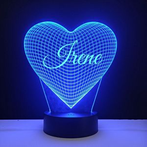 3D LED Lamp - Hart Met Naam - Irene