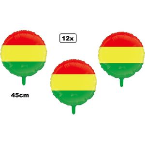 12x Folieballon rood/geel/groen (45 cm) - Carnaval - Thema feest verjaardag festival party fun folie ballon