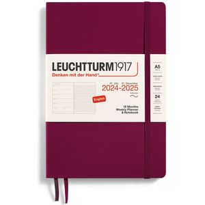 Leuchtturm1917 weekplanner + notities - agenda - 18 maanden 2024 - 2025 - softcover - A5 - port red