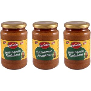 Paloeloe® | 3 x 375 gr Surinaamse Pindakaas | vegetarisch | glutenvrij