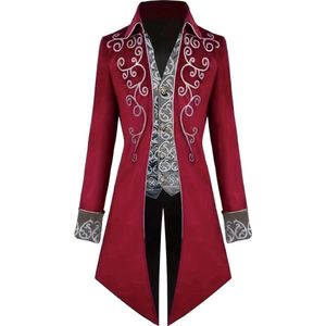 Halloween Kostuum - Halloween Outfit - Volwassenen - Piraat - Jas - Steampunk - Rood - Maat XXL - Costume - Carnaval - Carnavalskleding - Dames & Heren - Carnavalskleding - Dames & Heren