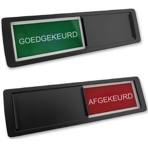 CombiCraft schuifbordje met ""Goedgekeurd-Afgekeurd"" in zwart 178 x 50 mm - set van 5
