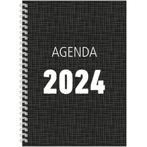 MGPcards - Bureau-agenda 2024 - A5 - Ringband - Spiraal - 7d/2p - Zwart - FSC