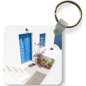 Sleutelhanger - Uitdeelcadeautjes - Architectuur - Blauw - Wit - Deur - Plastic