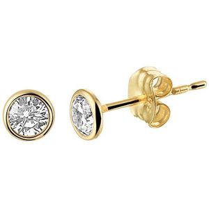 YO&NO - Oorbellen - Goud - Oorknoppen - Zirkonia - 4mm - Sieraden vrouw - 14k - 585 Goud