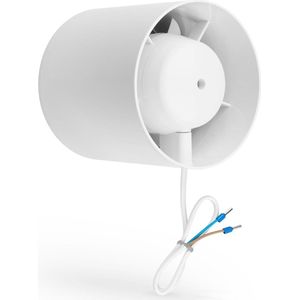 Buisventilator 100mm met Terugslagklep Badkamerventilator Kweektent Booster ventilator Buisinzetventilator 130m³/h 12Watt / 34dB / IPX2 / Kunststof