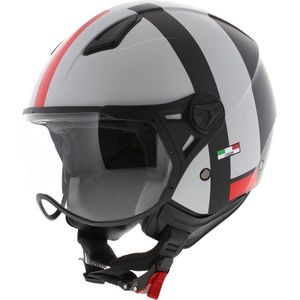 Vito Moda jethelm mat wit zwart XXL - scooterhelm snorfietshelm