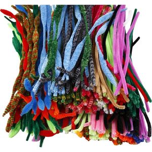 Chenilledraad, L: 30 cm, dikte 6-15 mm, diverse kleuren, 500 div/ 1 doos