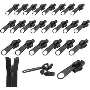 24 Stuks Vervangende Ritsschuivers - 3 Maten Universele Ritstrekker - Verwijderbare Ritssluiting - Rits Reparatie - Rits Pull Vervanging - Ritssluiting Ritstrekker Zwart voor Jassen, Koffers