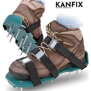 KanFix® Gazonbeluchtingssandalen – Gazonbeluchter – Gazonpriksandalen – Gazonverluchter – Verticuteerder – Inclusief Handleiding & 2 Extra Gespen