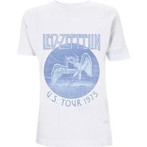 Led Zeppelin - Tour '75 Blue Wash Heren T-shirt - M - Wit