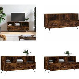 vidaXL Tv-meubel 102x36x50 cm bewerkt hout gerookt eikenkleurig - Tv-meubel - Tv-meubelen - Tv Kast - Opbergkast