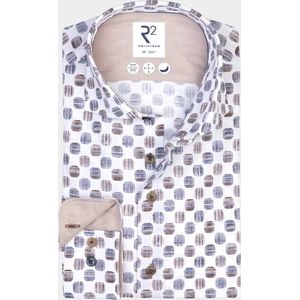 R2 Overhemd Print Blauw - Maat 37 - Heren - Overhemden Casual