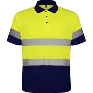 High Visibility Polo Shirt Polaris Navy Blauw / Fluor Geel met reflecterende strepen Size S merk Roly