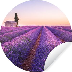 Behangcirkel - Zelfklevend behang - Lavendel - Bloemen - Boom - Landschap - Behangcirkel bloemen - Behang cirkel - Rond behang - 30x30 cm - Behangcirkel zelfklevend - Woonkamer