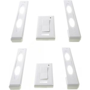 Kastlampen - schakelaar - 4 stuks - LED lampen - wit - 15 cm