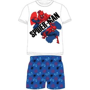 Spiderman shortama / pyjama wit/blauw maat 128