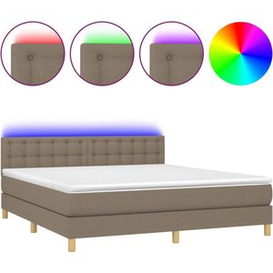 vidaXL-Boxspring-met-matras-en-LED-stof-taupe-160x200-cm