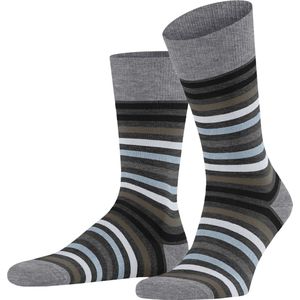 FALKE Tinted Stripe gestreept met patroon merinowol sokken heren grijs - Matt 47-50
